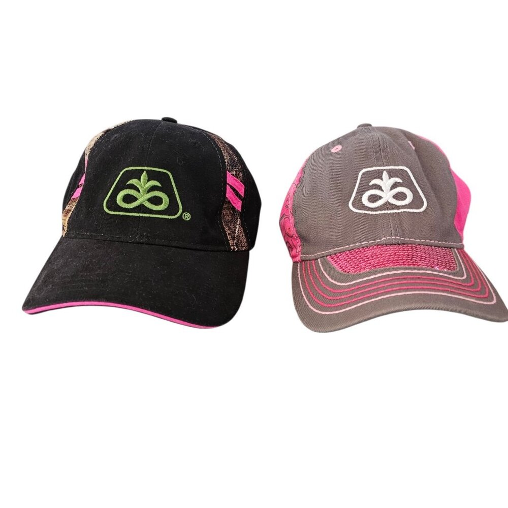 Womens Pioneer Seed Baseball Hat Hats Caps Black Pink Camo Sequins Lot Of 2